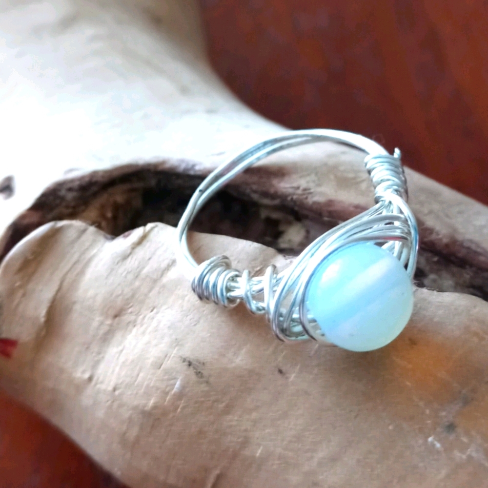 Moonstone wire wrap rings